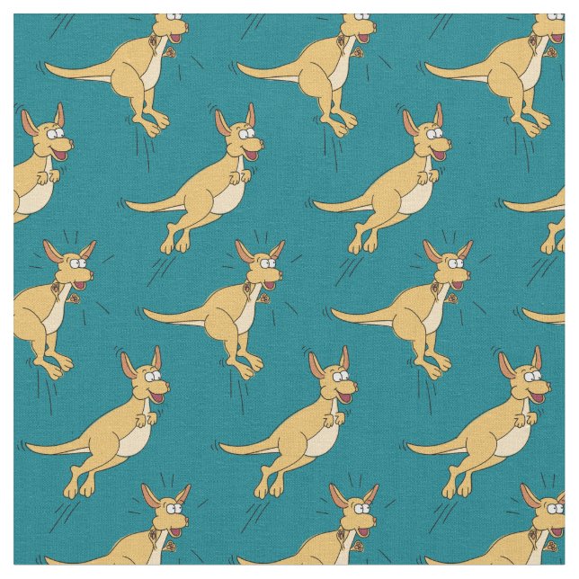 Kangaroos Cute Kids Cartoon Fabric (Close Up)