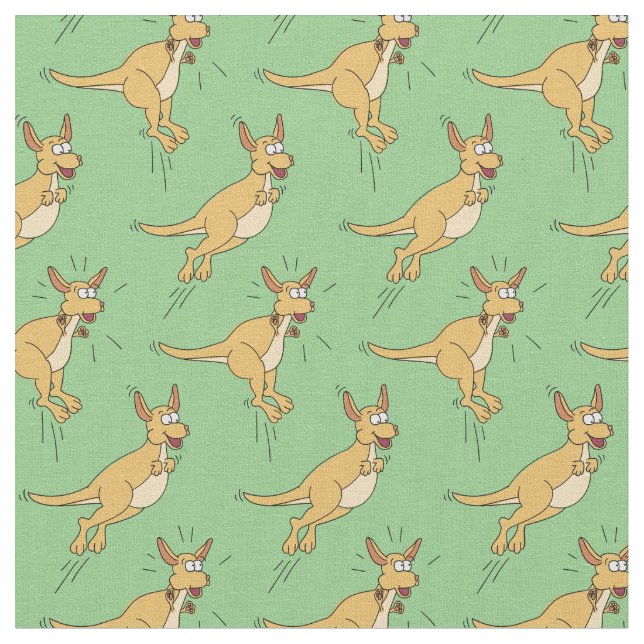 Kangaroos Cute Kids Cartoon Fabric (Close Up)