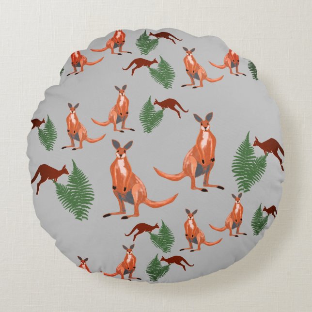 Kangaroos Love Round Pillow (Front)