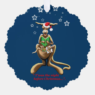 Kangaroos night before Christmas Ornament Card