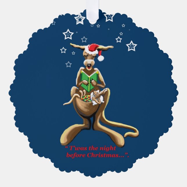 Kangaroos night before Christmas Ornament Card (Front)