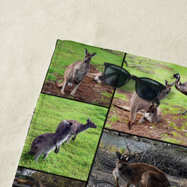Kangaroos Photo Collage, Beach Towel (In Situ)