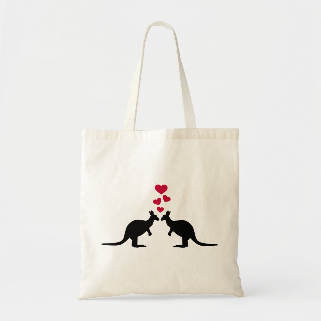 Kangaroos red hearts love tote bag (Front)