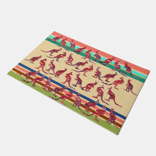 Kangaroos & Stripes Pattern + your ideas Doormat (Angled)