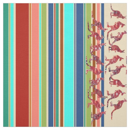 Kangaroos & Stripes Pattern + your ideas Fabric