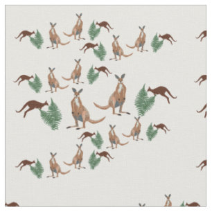 Kangaroos Wildlife Art Fabric
