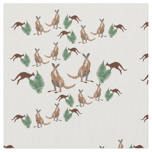 Kangaroos Wildlife Art Fabric (Close Up)