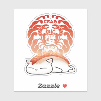 Kani Crab Sushi Cat Sticker