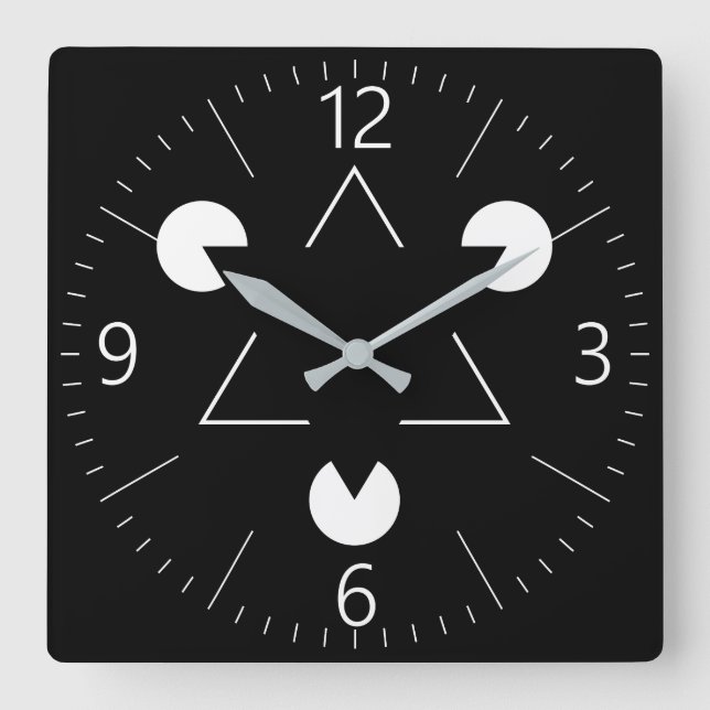 Kanizsa triangle square wall clock (Front)