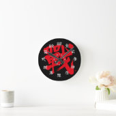 [Kanji] Battle as classic letter and numbers Black Round Clock (Home)