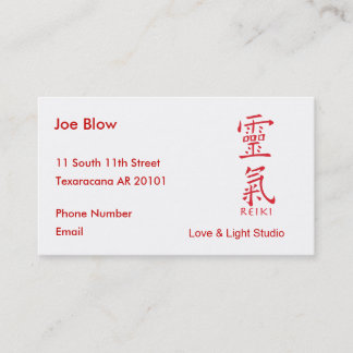Kanji Character for REIKI Appointment Card