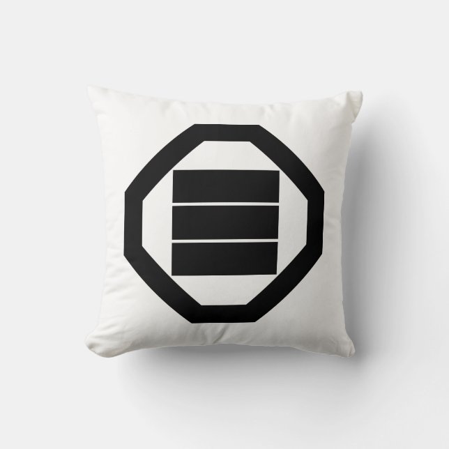 Kanji characters for three on tray throw pillow (Front)
