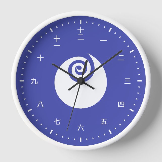 Kanji clock face with flag of Ibaraki  Japan (Front)