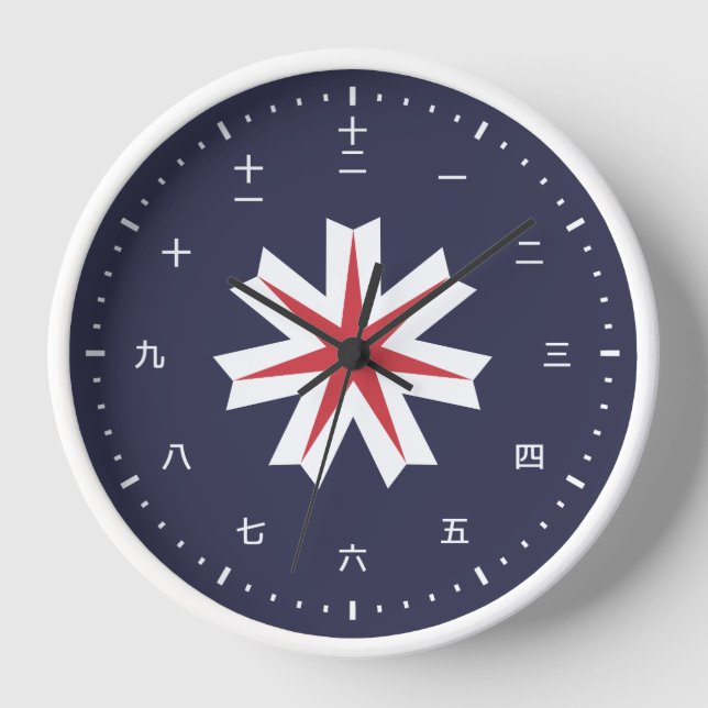 Kanji clock face with flagof Hokkaido, Japan (Front)