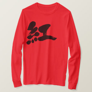 [Kanji] crimson color long sleeves T-Shirt