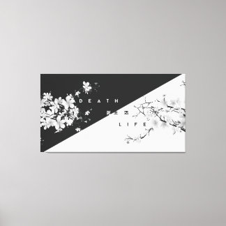 Kanji Death Modern Flowers Dark Art 2 Canvas Print