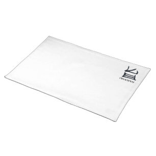 Kanji Delicious black white woven cotton placemat
