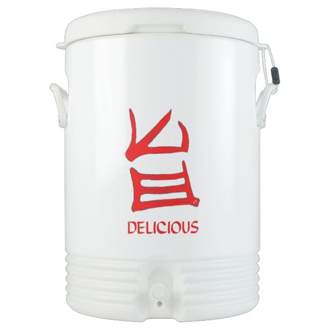 Kanji Delicious red white Igloo beverage cooler (Front)
