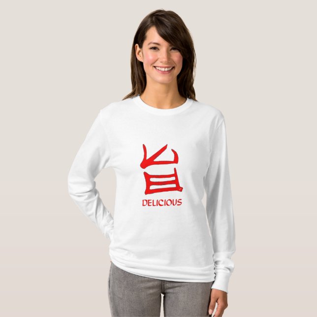 Kanji Delicious Red women long sleeve sjirt T-Shirt (Front Full)