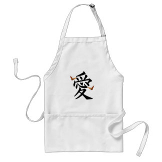 Kanji For Love With Two Butterflies Adult Apron