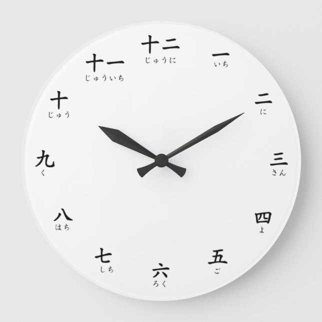 Kanji Hiragana Numbers Learn to Count in Japanese  Large Clock (Front)