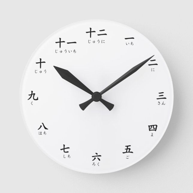 Kanji Hiragana Numbers Learn to Count in Japanese Round Clock (Front)