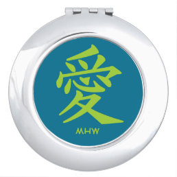 Kanji Love custom monogram &amp; color pocket mirror