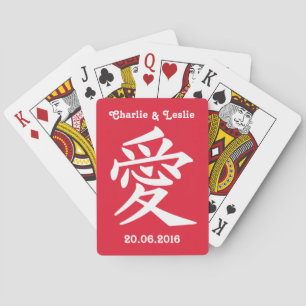 Kanji Love custom text & color playing cards