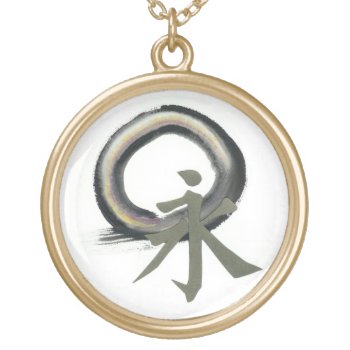 Kanji Meaning Eternity Is Featured On This Enso Gold Plated Necklace by Zen_Ink at Zazzle