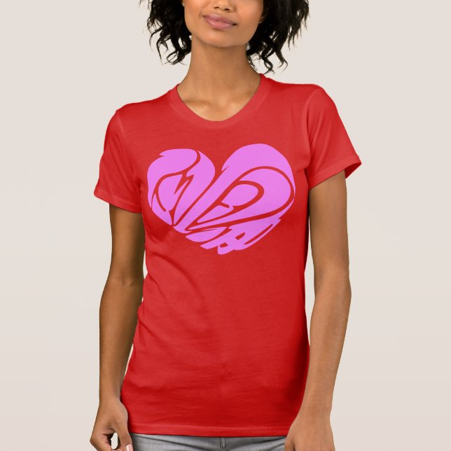 [Kanji] Pink heart shaped Love T-Shirt (Front)