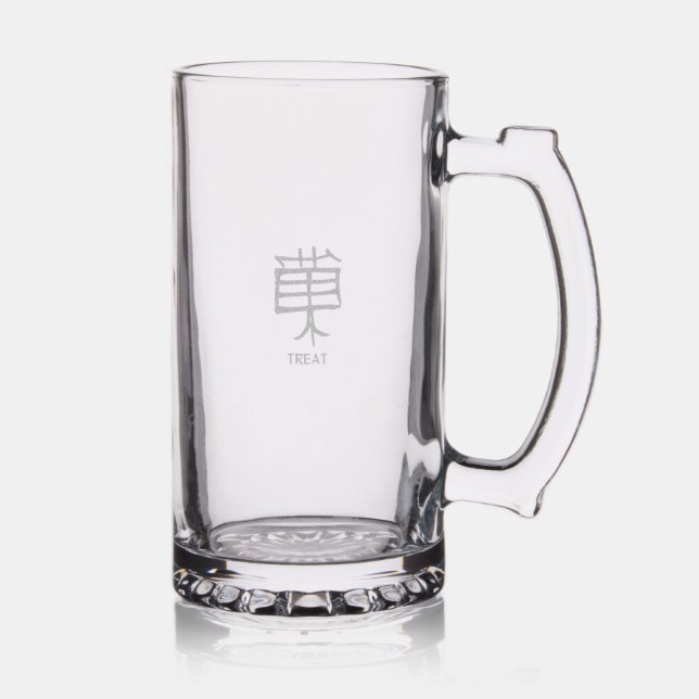  Kanji Treat etched glass stein (Glassware)
