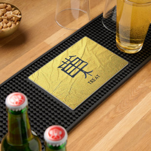 Kanji Treat Gold Vein black bar mat