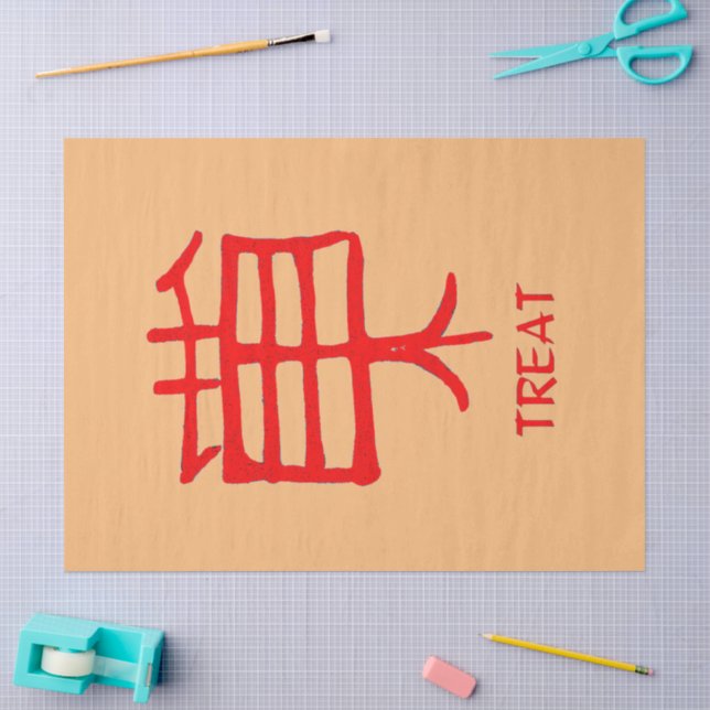 Kanji Treat red tan tissue paper (Craft)