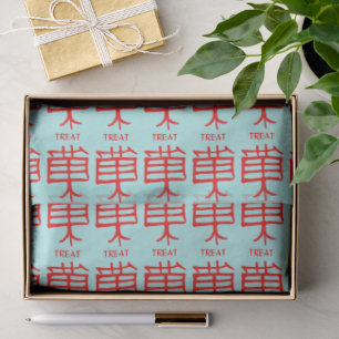 Kanji Treat red teal tissue paper