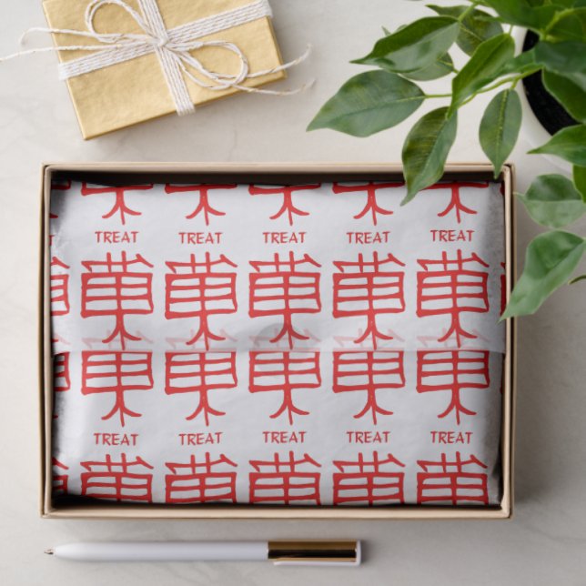 Kanji Treat red white tissue paper (Gift)