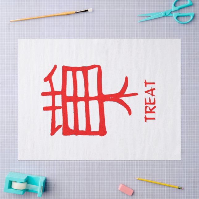 Kanji Treat red white tissue paper (Craft)