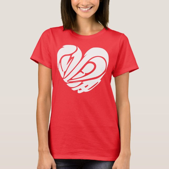 [Kanji] White heart shaped Love T-Shirt (Front)