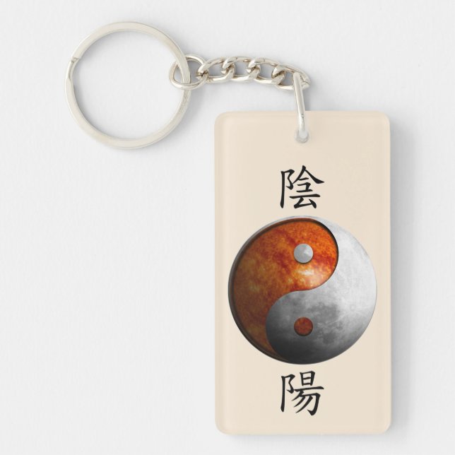 Kanji with Sun & Moon Yin Yang Keychain (Front)