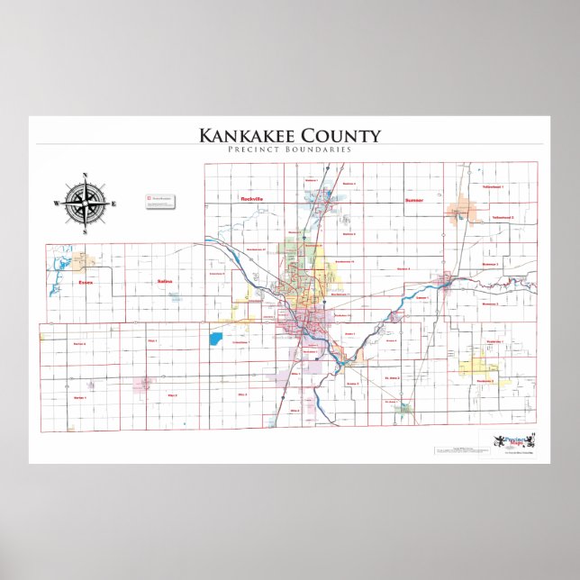 Kankakee County Precinct Map Poster (Front)