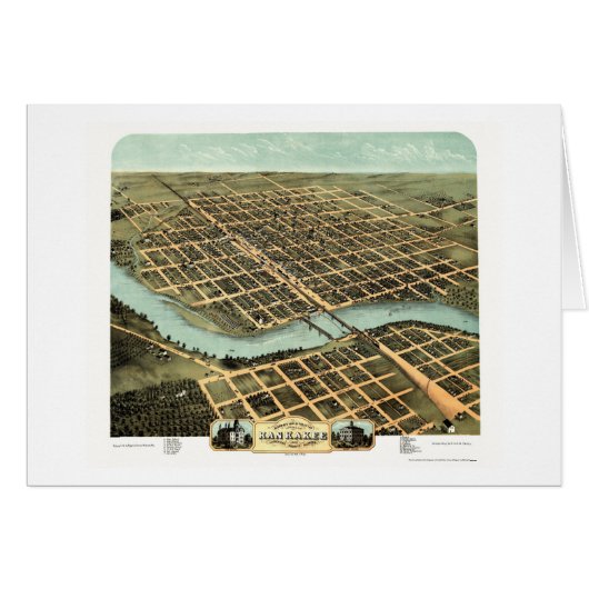 Kankakee, IL Panoramic Map - 1869 Cards (Front Horizontal)