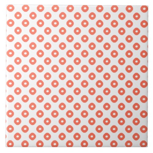 Kanoko Fawn Spot Pattern Salmon Pink Ceramic Tile