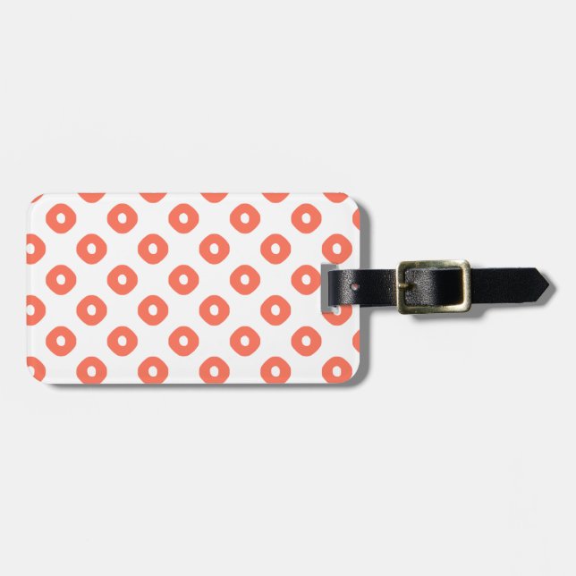 "Kanoko" Fawn Spot Pattern Salmon Pink Luggage Tag (Front Horizontal)