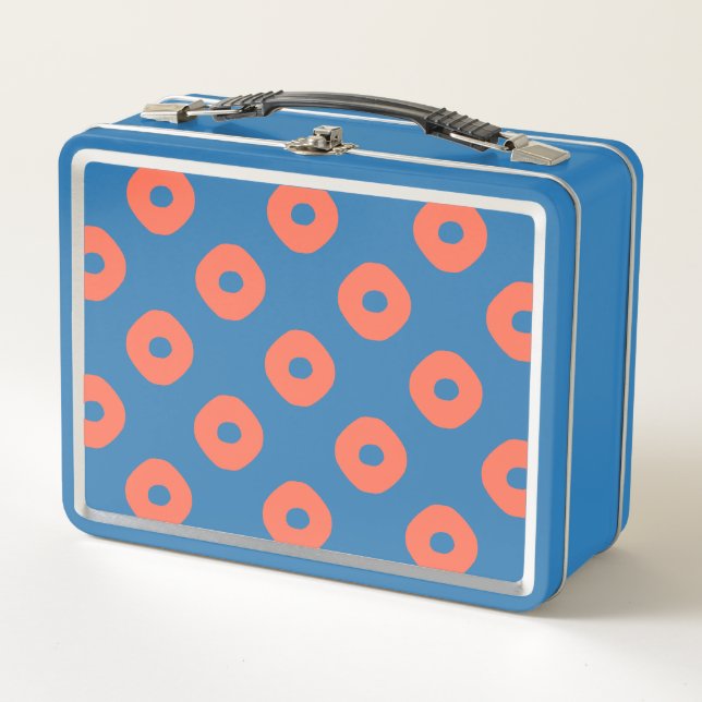"Kanoko" Fawn Spot Pattern Salmon Pink Metal Lunch Box (Front)