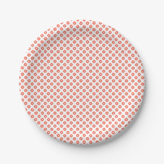 "Kanoko" Fawn Spot Pattern Salmon Pink Paper Plates (Front)