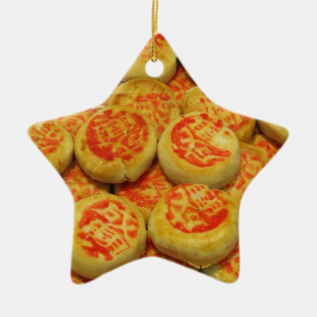 Kanom Pia ขนมเปี๊ยะ ~ Asian Sweets Desserts Food Ceramic Ornament (Front)