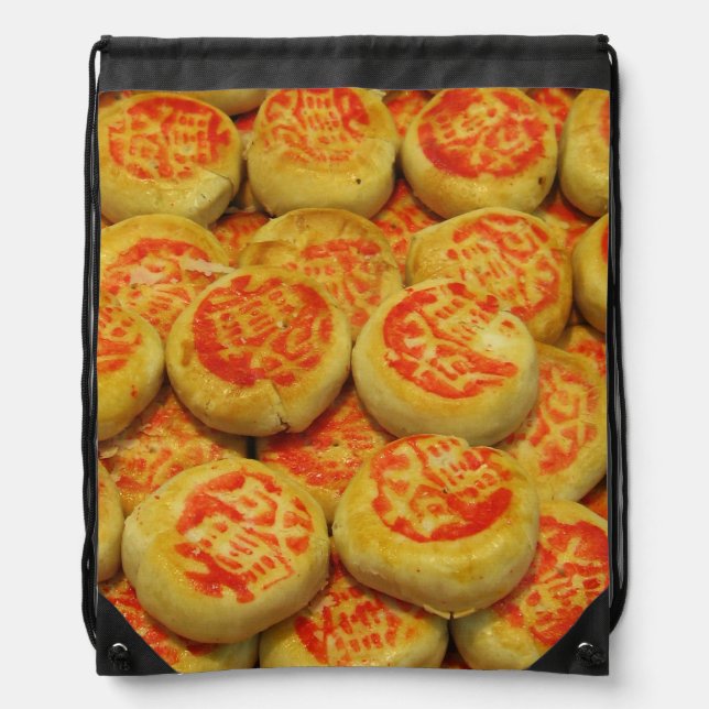 Kanom Pia ขนมเปี๊ยะ ~ Asian Sweets Desserts Food Drawstring Bag (Front)