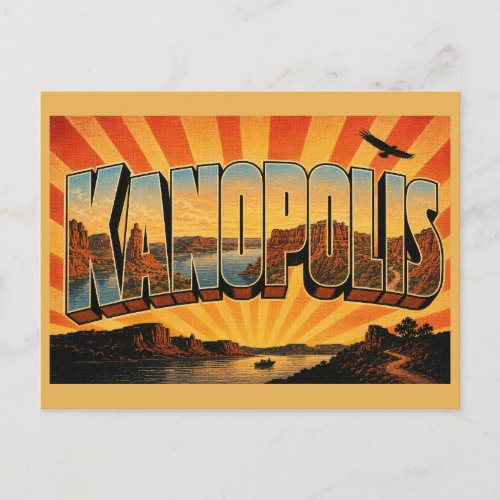 Kanopolis Kansas Sandstone Bluffs Lake Canyon Art Postcard
