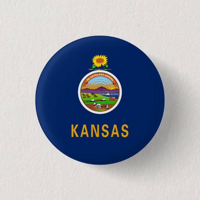 Kansan Flag, Flag of Kansas Button (Front)