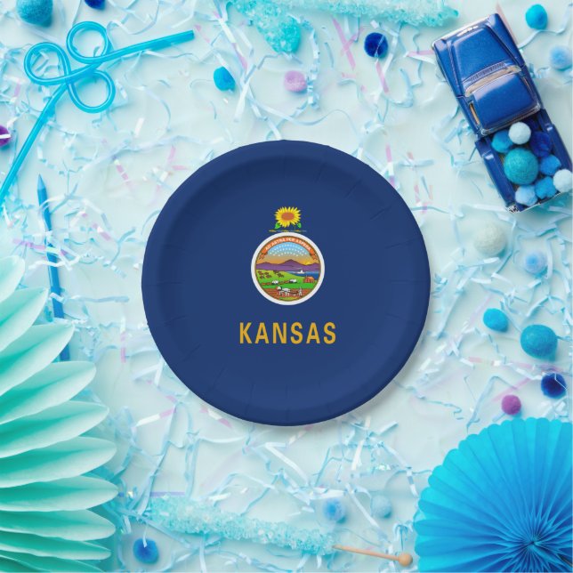 Kansan Flag, Flag of Kansas Paper Plates (Party)