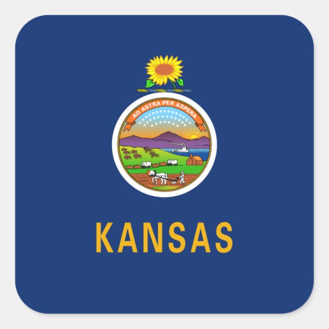 Kansan Flag, Flag of Kansas Square Sticker (Front)
